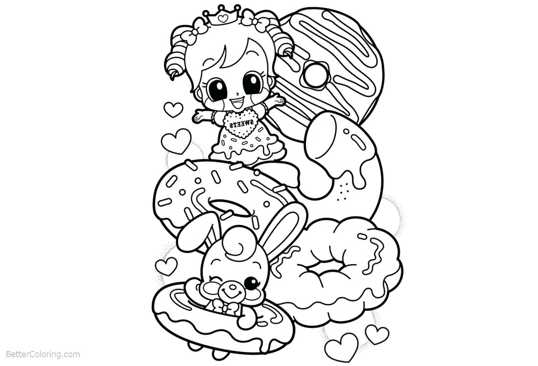 coloring ~ Cute Food Coloring Pages Girl Rabbit And Donuts ...