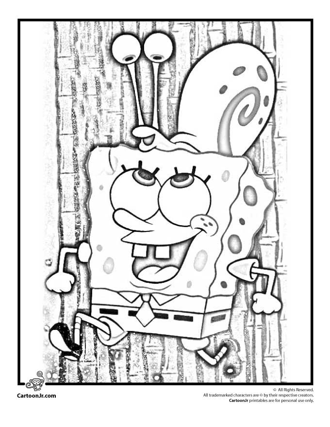 spongebob-gary-coloring | Cartoon Jr.