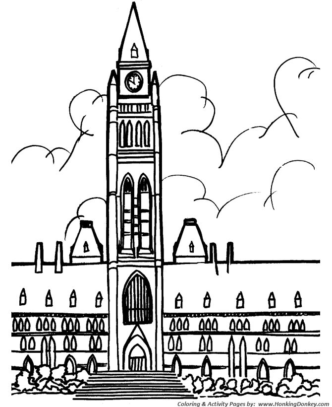 Canada Parliament Building Coloring Pages | HonkingDonkey