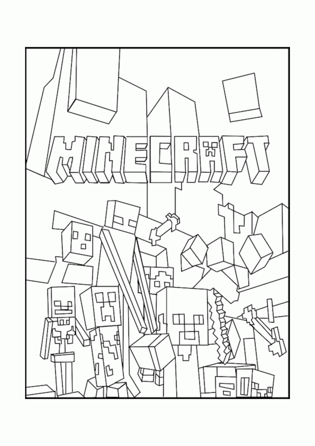 Printable Coloring Pages Minecraft Home Mobs Free Cats