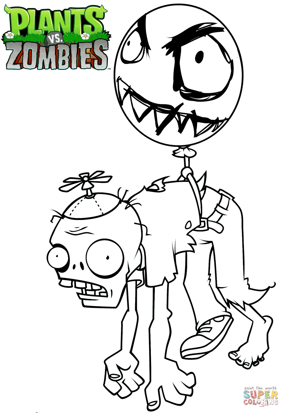 Plants vs. Zombies Balloon Zombie coloring page | Free Printable ...