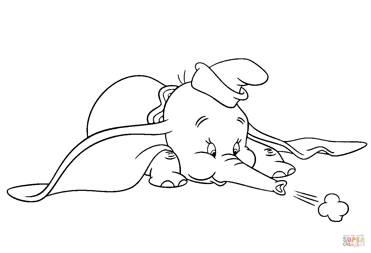 Dumbo Blows from His Trunk coloring page | Free Printable Coloring ...