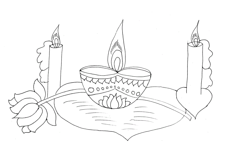 Diwali Diyas Pictures For Coloring | Coloring Pages