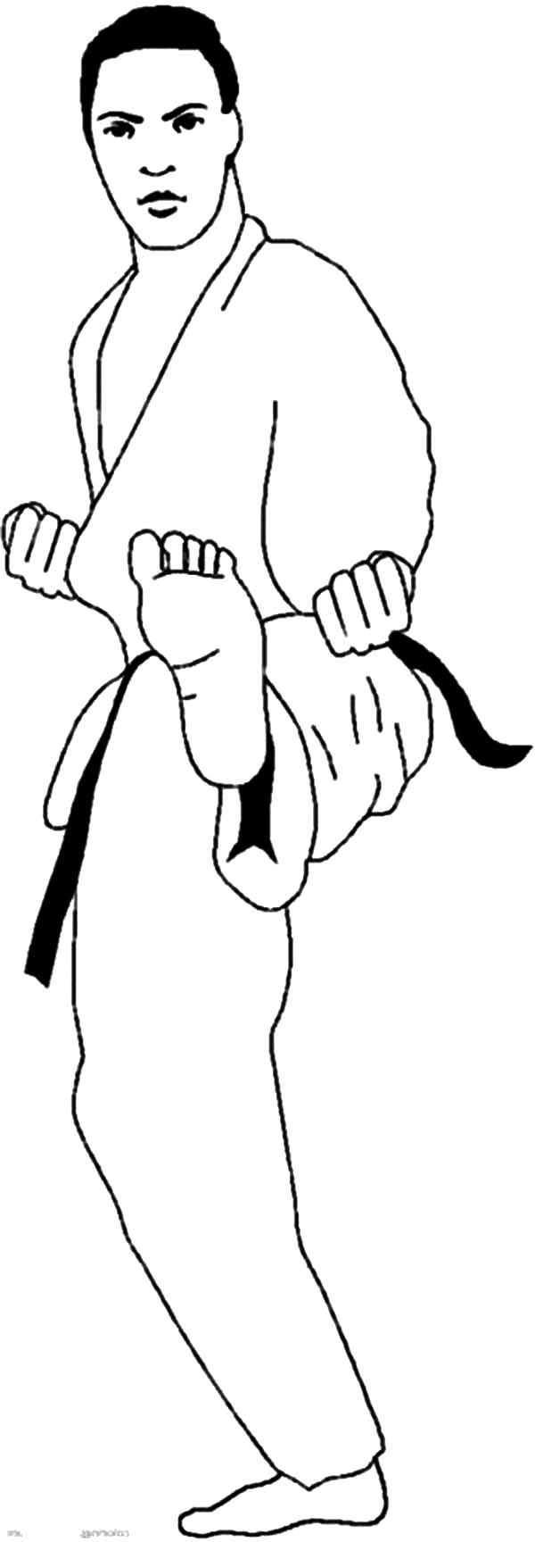 Karate Strong Foot Kick Coloring Pages | Batch Coloring