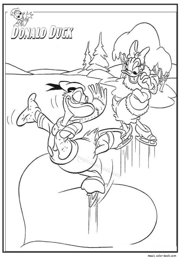 Donald duck and daisy duck coloring page 01