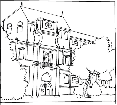 Beautiful building coloring page | Free Printable Coloring Pages