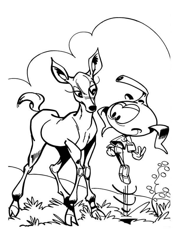 Casey and Young Deer in Snorkels Coloring Pages | Best Place to Color