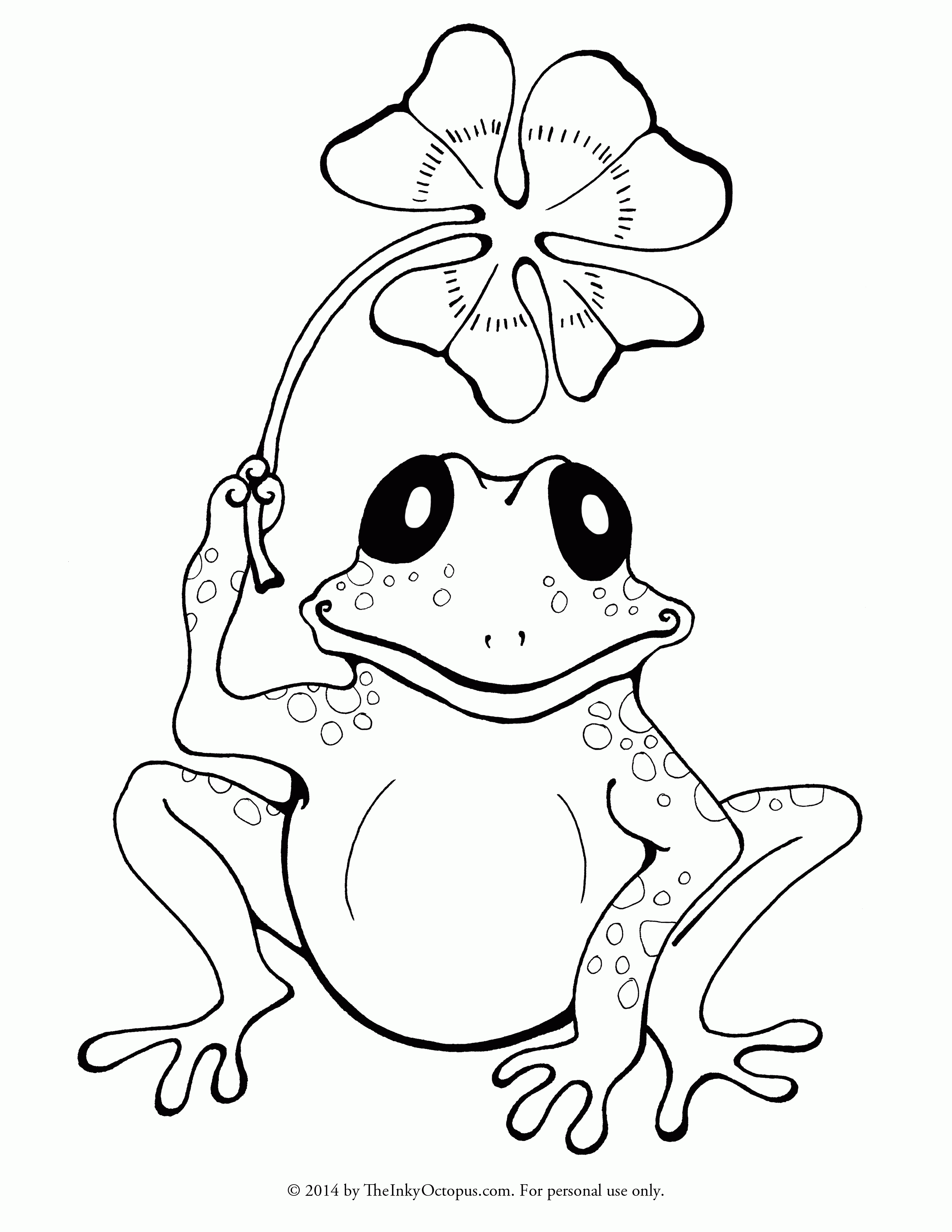Printable Frog & Clover Coloring Page - The Inky Octopus