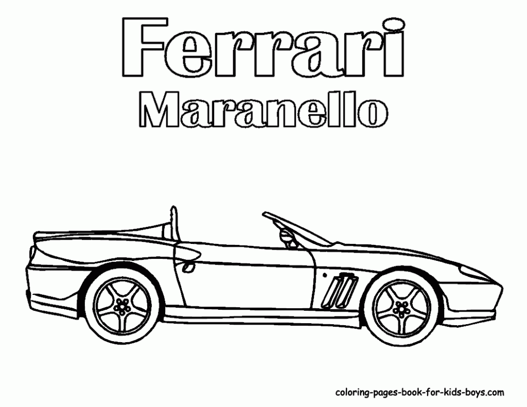 Printable Ferrari Coloring Pages Free Pictures Kids Book Boys