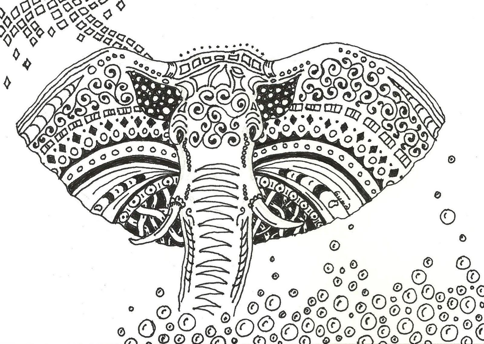 Tribal Elephant Coloring Pages For Adults