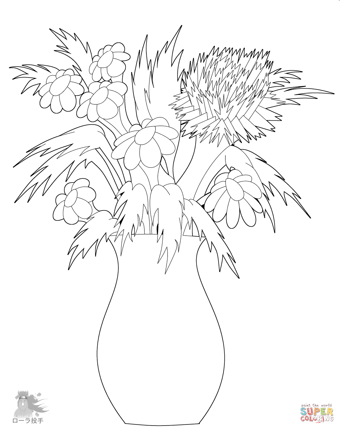 Flowers in Vase coloring page | Free Printable Coloring Pages