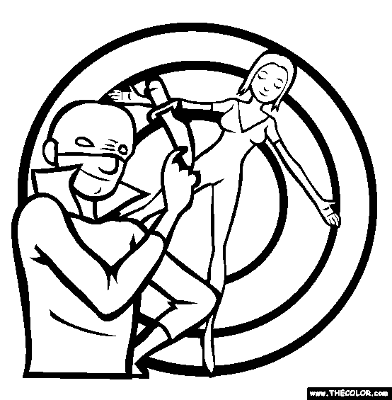 Knife Throwing Online Coloring Page