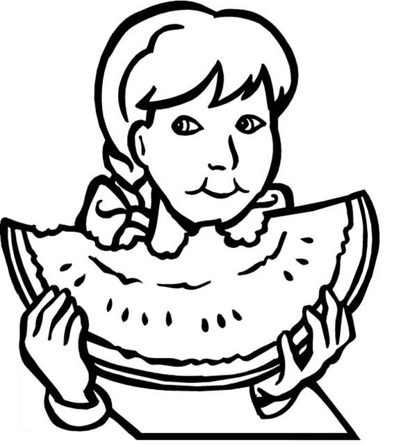 Healthy Eating Big Watermelon Coloring Pages : Coloring Sun