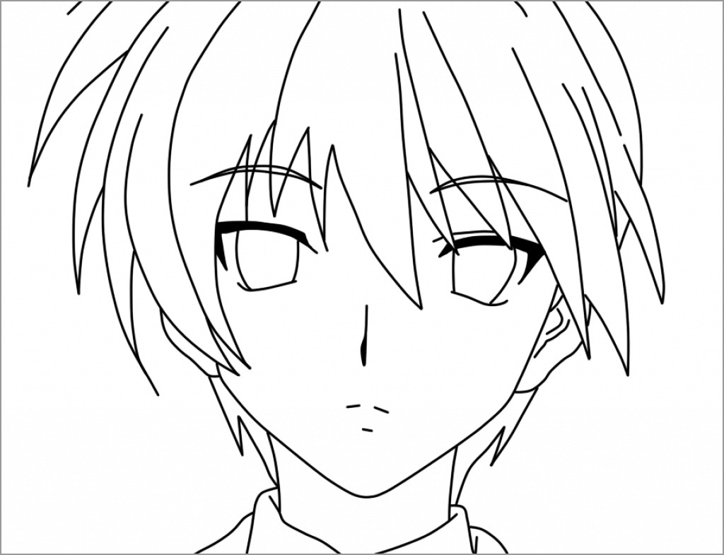 Anime Boys Head Coloring Page - ColoringBay