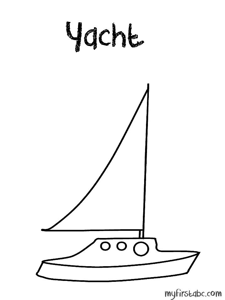Yacht Coloring Page - My First ABC