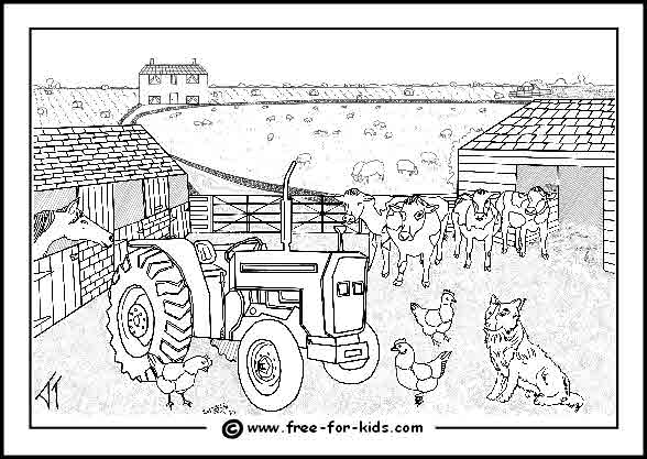 Barn Scene Coloring Page - Coloring Page