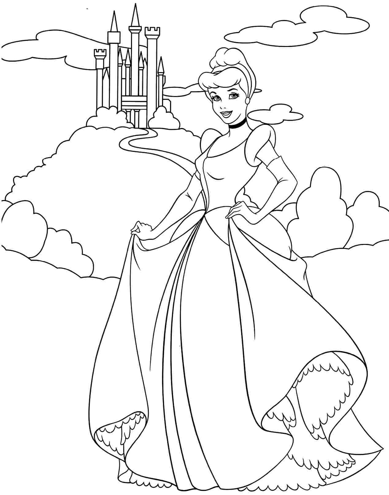 Disney Princess Coloring Pages Cinderella Coloring Home