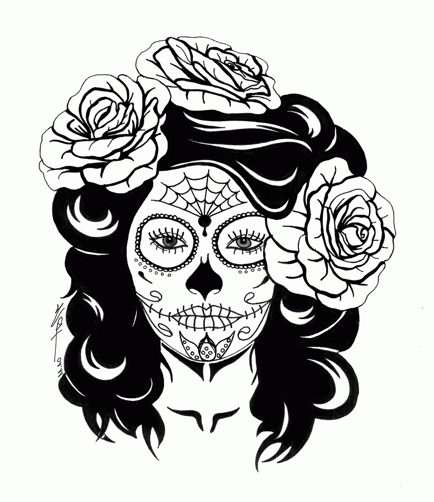 day-dead-girl-skull-coloring-pages-skull-coloring-pages-sugar