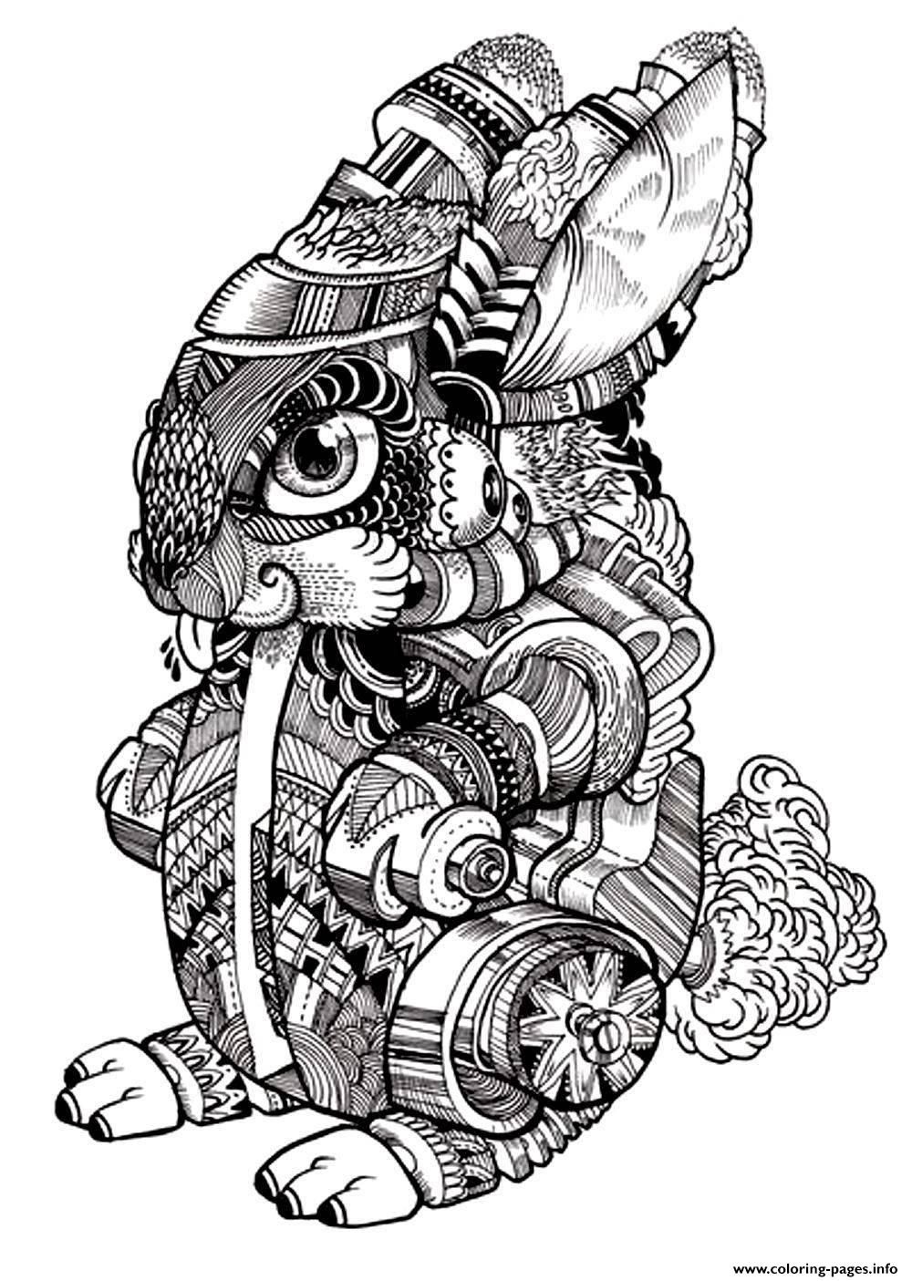 Print adult difficult rabbit 2 Coloring pages