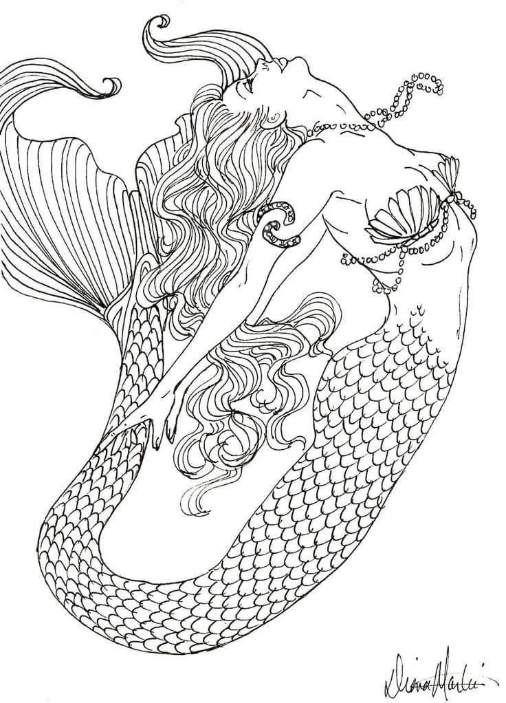Mermaid Coloring Pages for Adults - Max Coloring