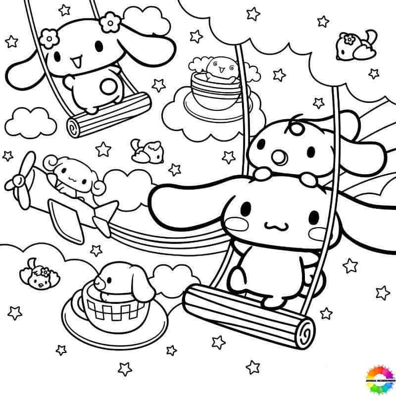 Cinnamoroll PDF coloring pages to print free