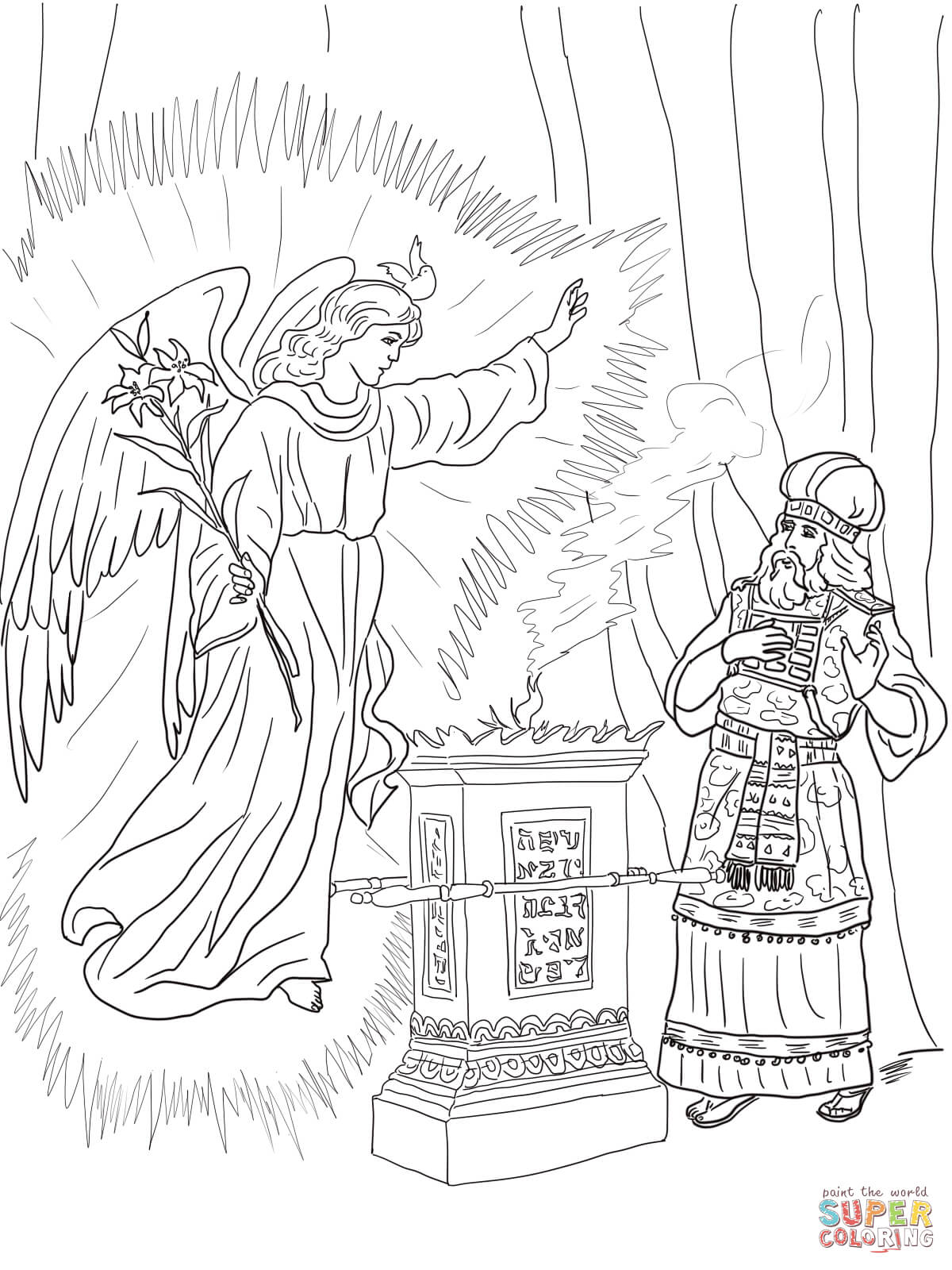 Angel Visits Zechariah Coloring Page Free Printable Pages Angels