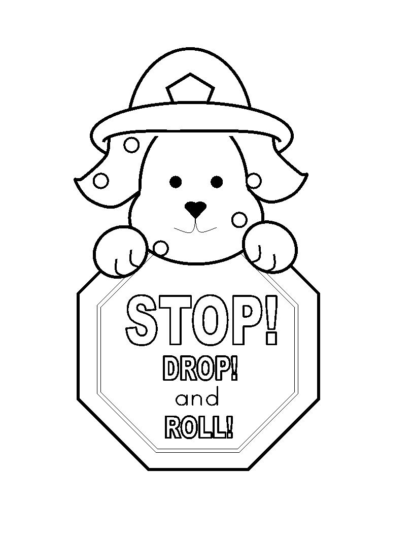 Stop drop and roll coloring page