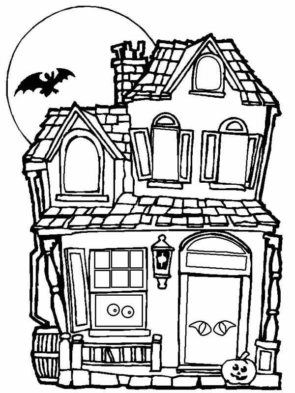 Big Haunted House Coloring Page - Coloring Home