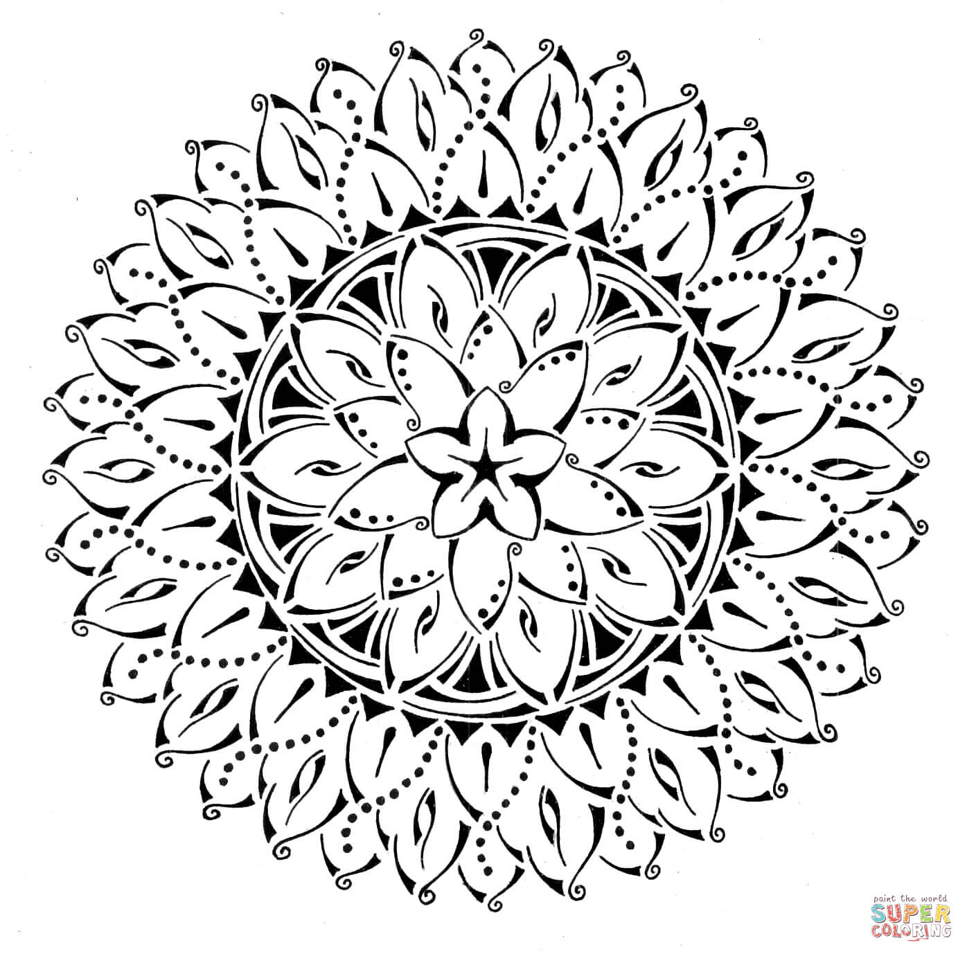 Floral Tribal Mandala coloring page | Free Printable Coloring Pages