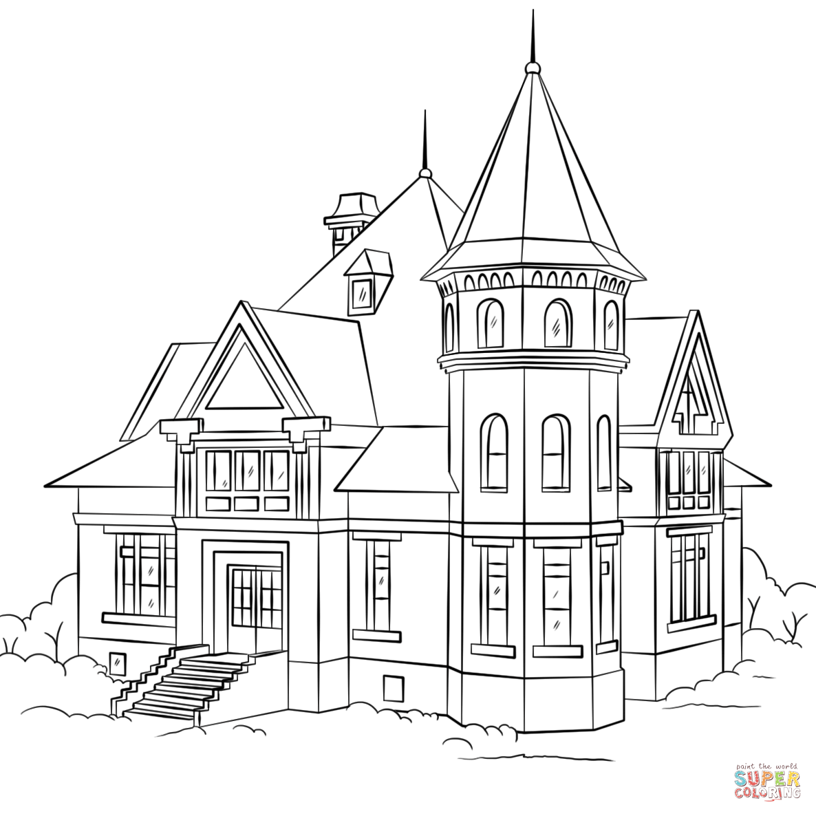 Victorian House Coloring Pages Coloring Home