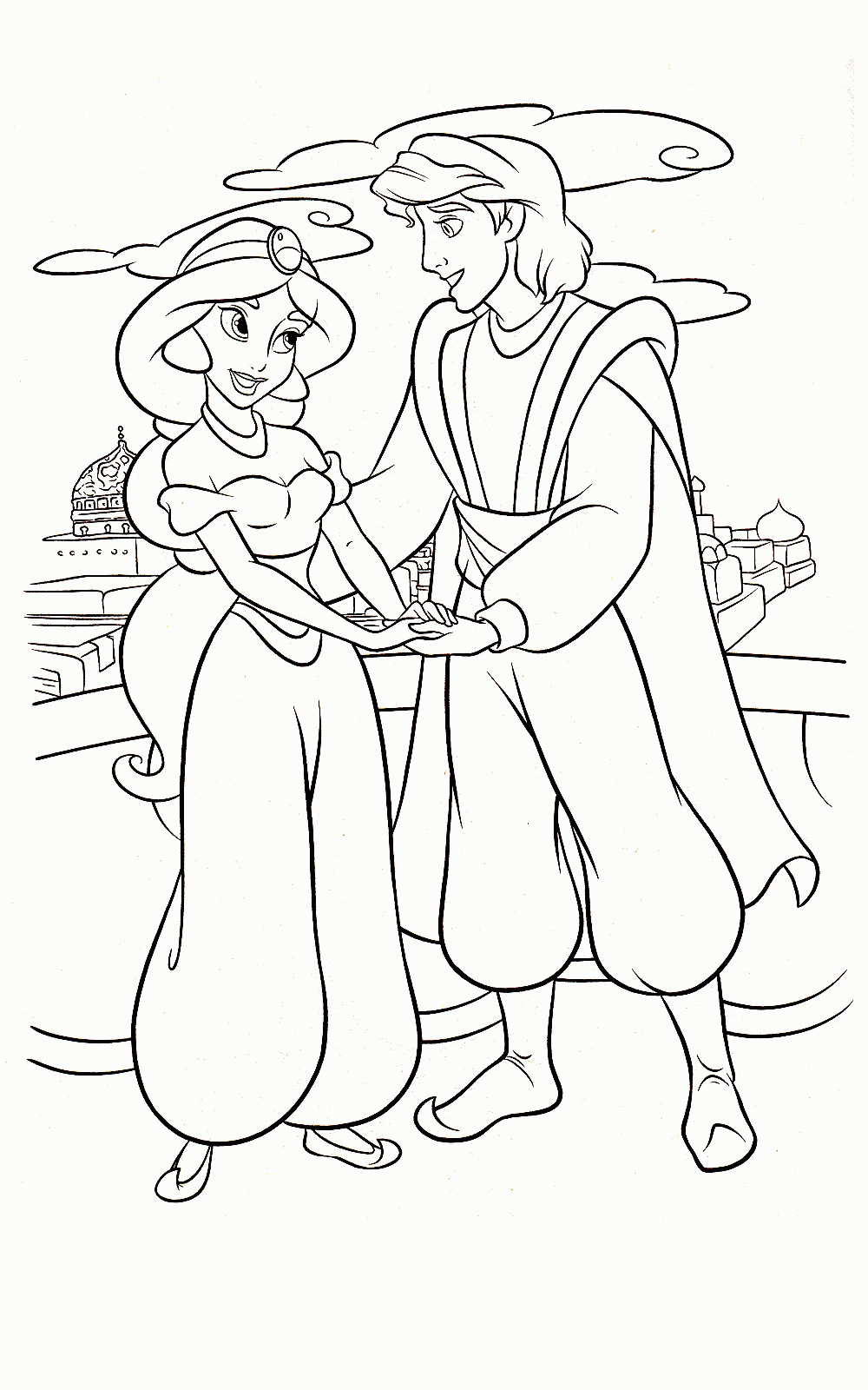 Jasmine and Aladdin Coloring Pages to print #5724 Jasmine and ...
