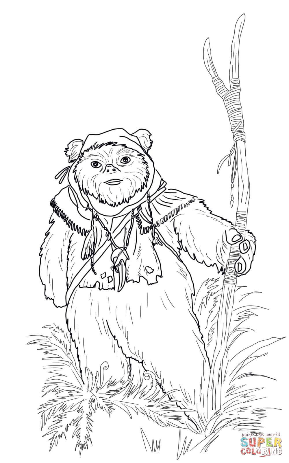 796 Simple Ewok Coloring Page with Animal character