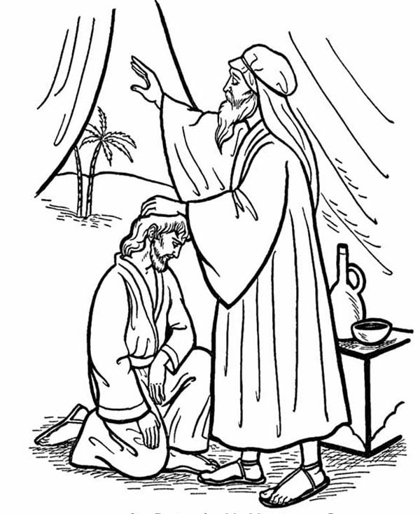 Isaac Give His Blessing To Jacob In Jacob And Esau Coloring Page