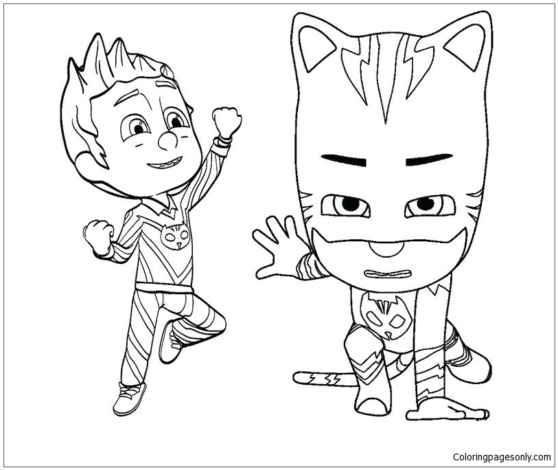Catboy And Romeo Mask Coloring Page - Free Coloring Pages Online