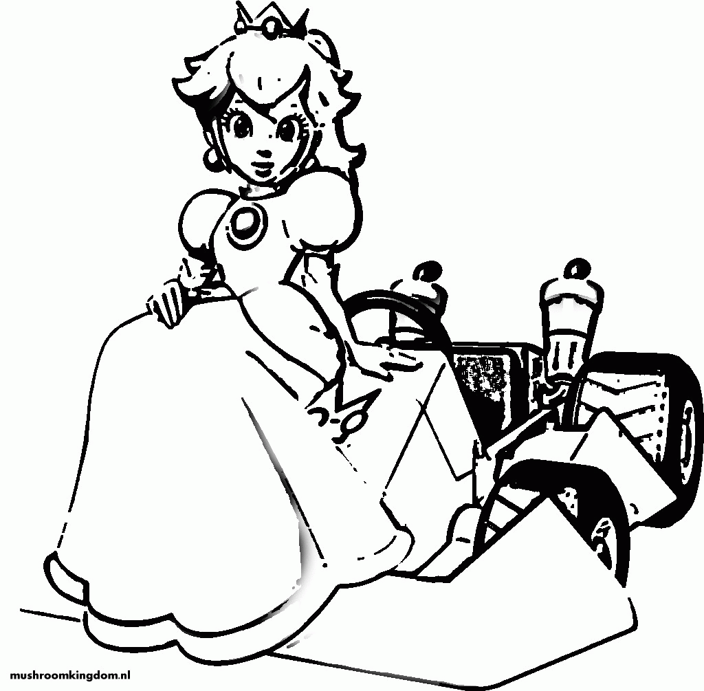 Princess Peach Mario Kart Coloring Pages Coloring