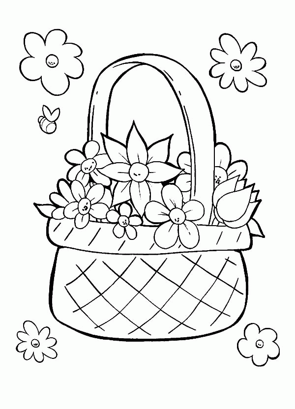 Flower Basket Coloring Page - Coloring Home