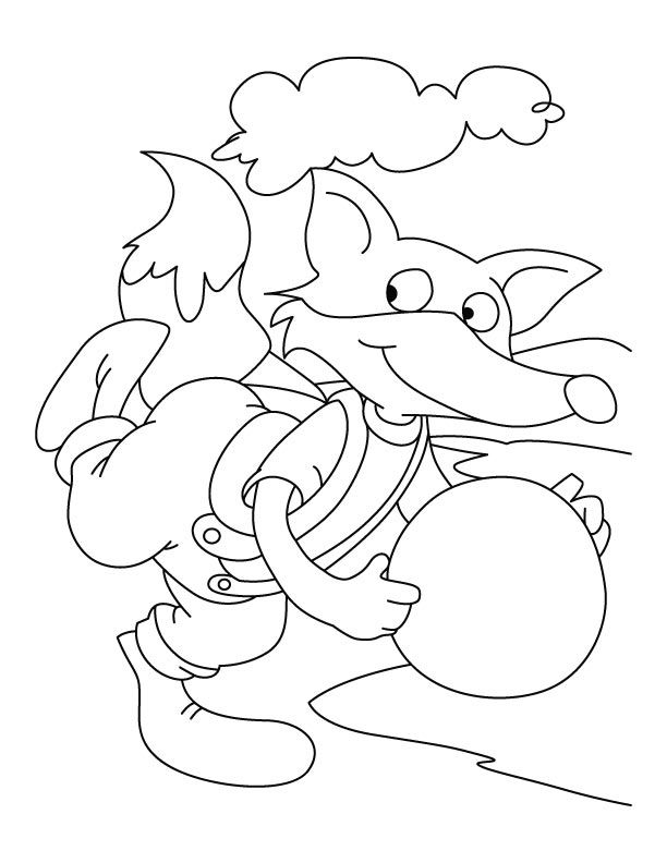 Fox playing with the ball coloring page | Download Free Fox ...