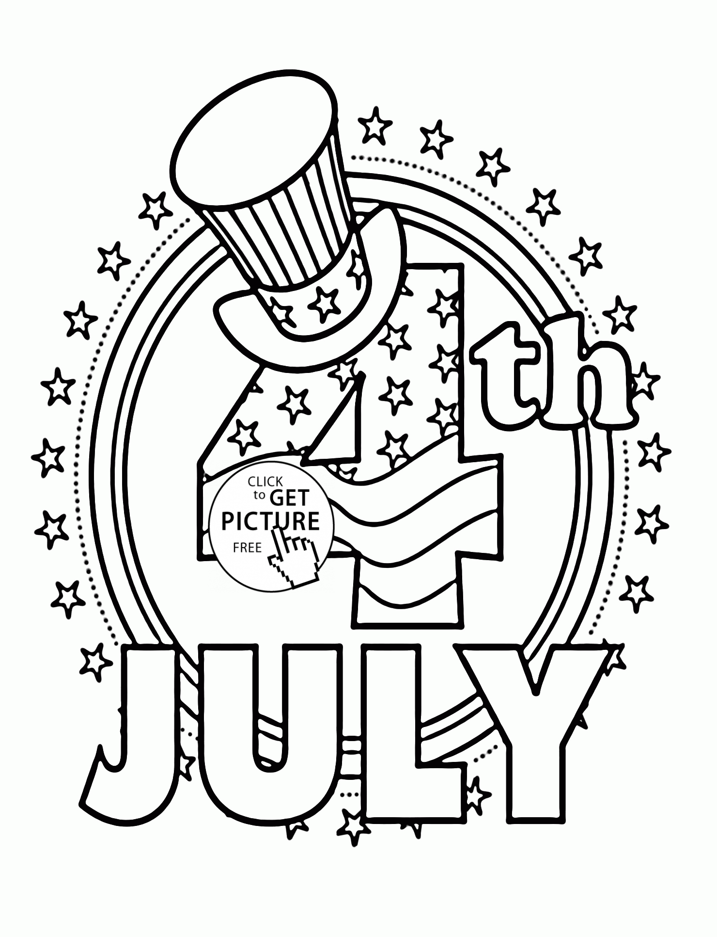 Happy 4th of July coloring page for kids, coloring pages ...