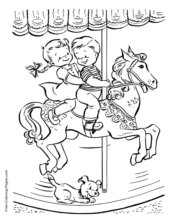 Summer Coloring Pages - Merry-go-round 15