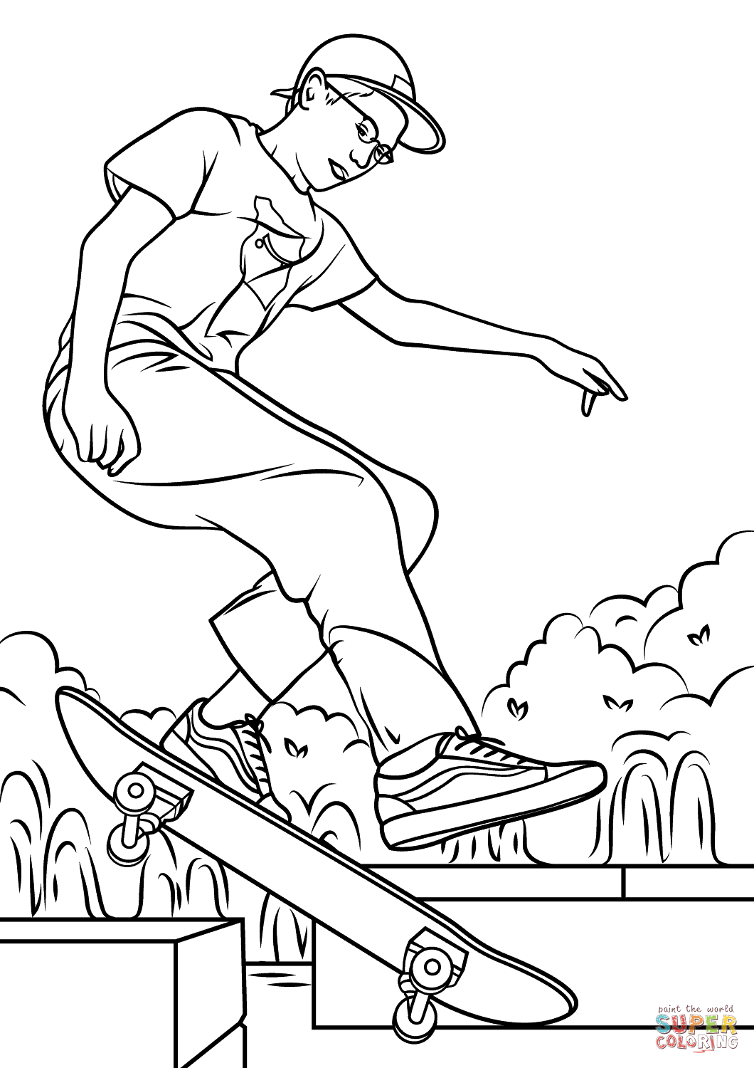 Boy Skateboarding coloring page | Free Printable Coloring Pages