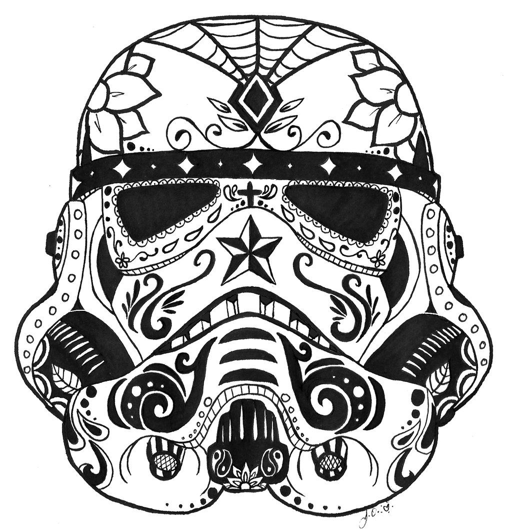 Star Wars Stormtrooper Sugar Skull Coloring Page