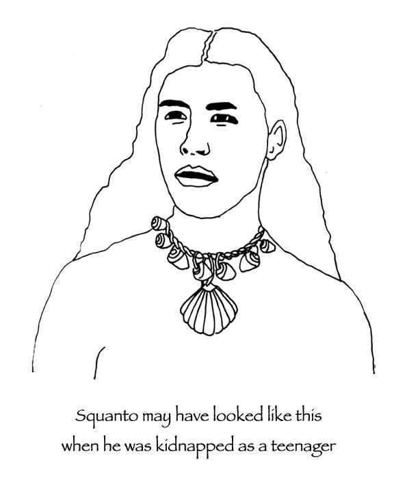 Squanto as a teenager -Squanto Thanksgiving coloring book