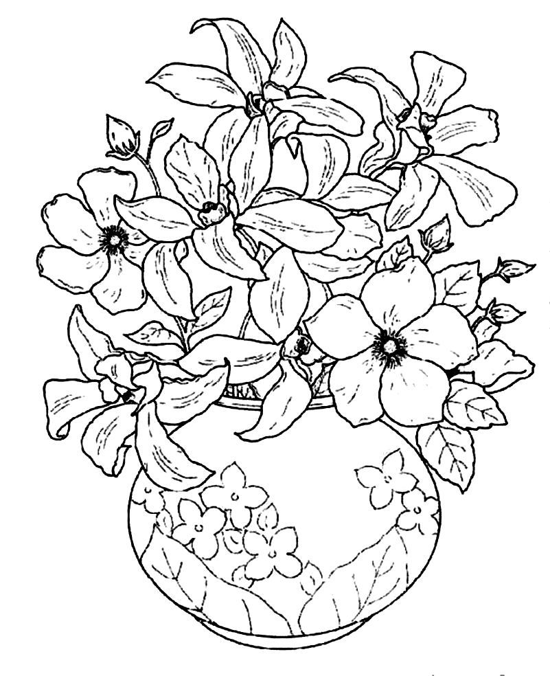 Vase And Flowers Coloring Page - Coloring Home