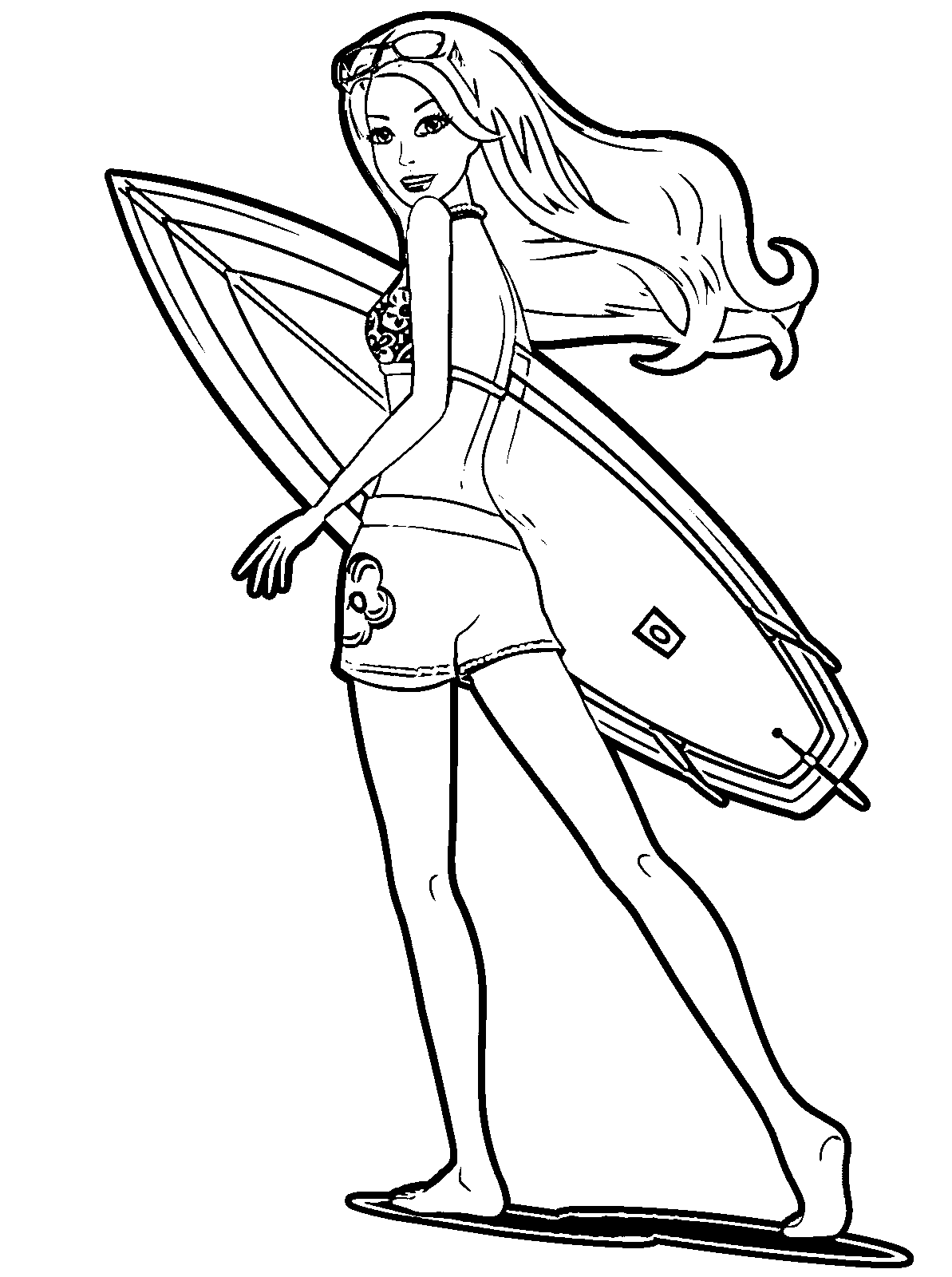 Barbie On The Surfing Free Coloring Pages
