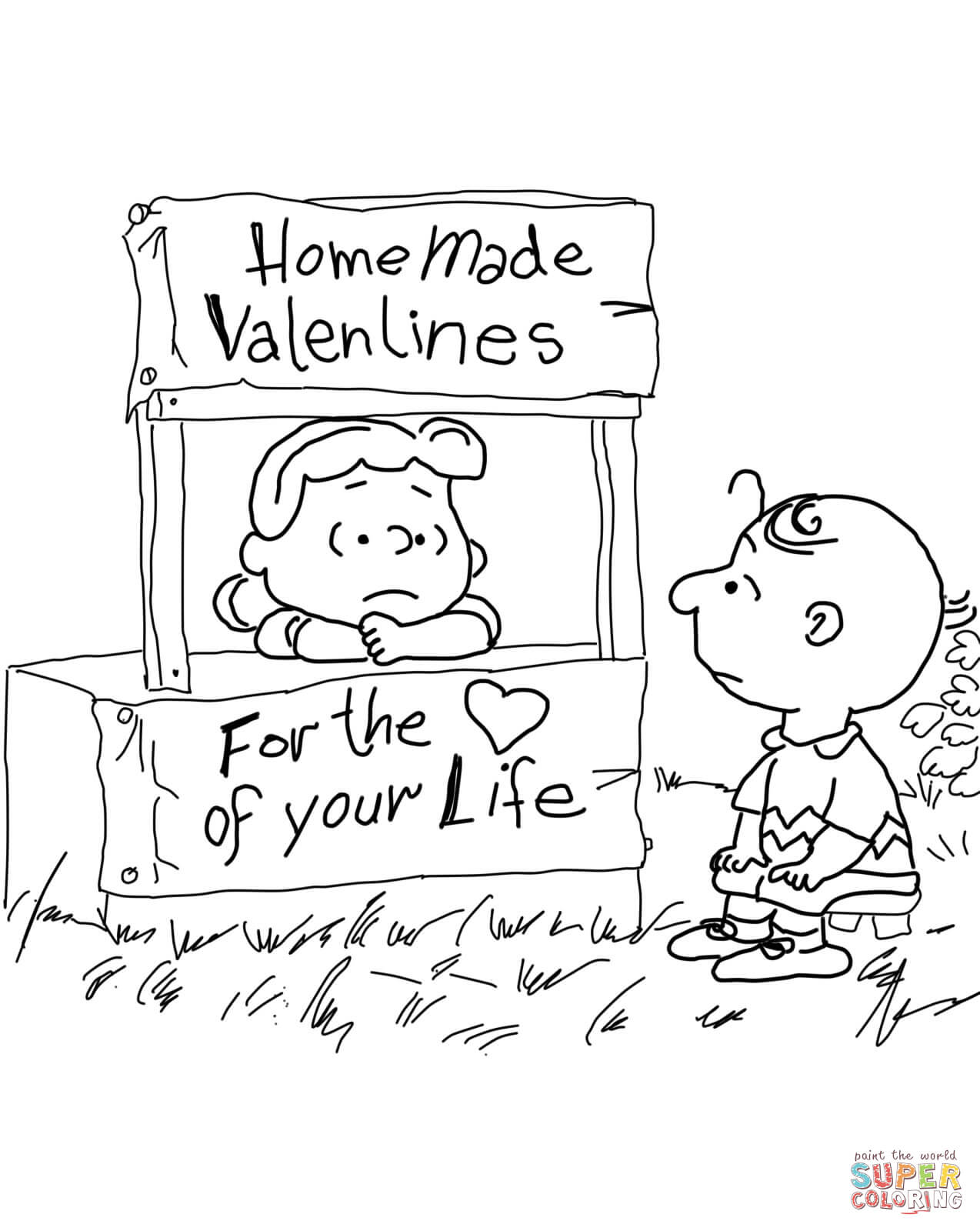 Peanuts Valentine's Day coloring page | Free Printable Coloring Pages