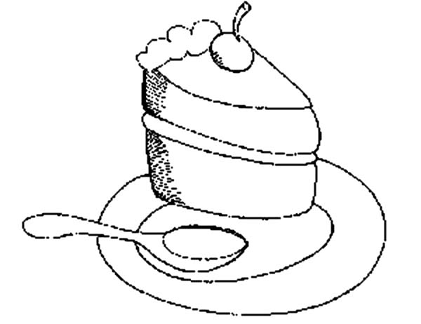 Eating Cake Slice With Spoon Coloring Pages : Best Place to Color ...