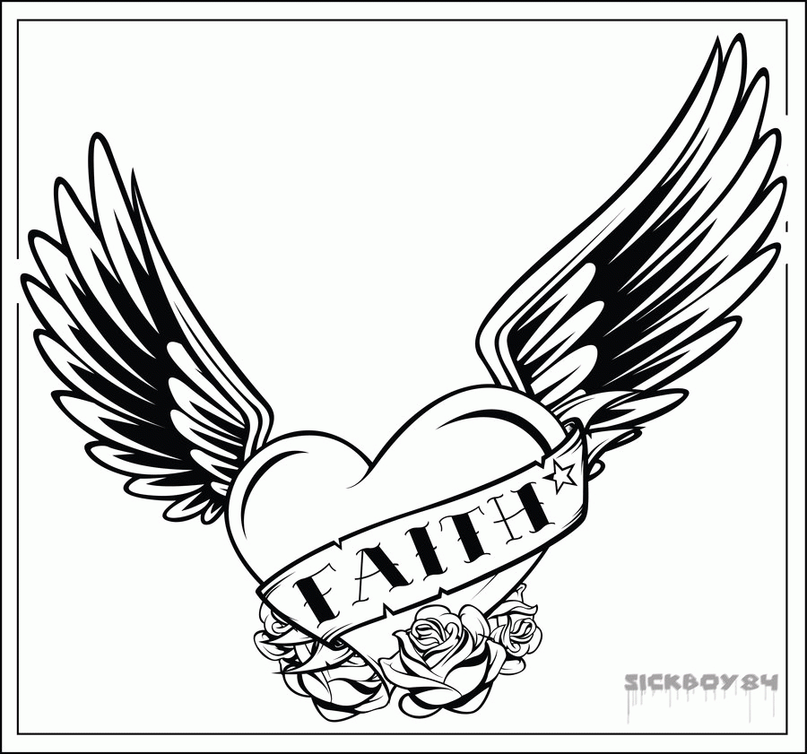 Heart With Wings Coloring Pages | Nucoloring.xyz