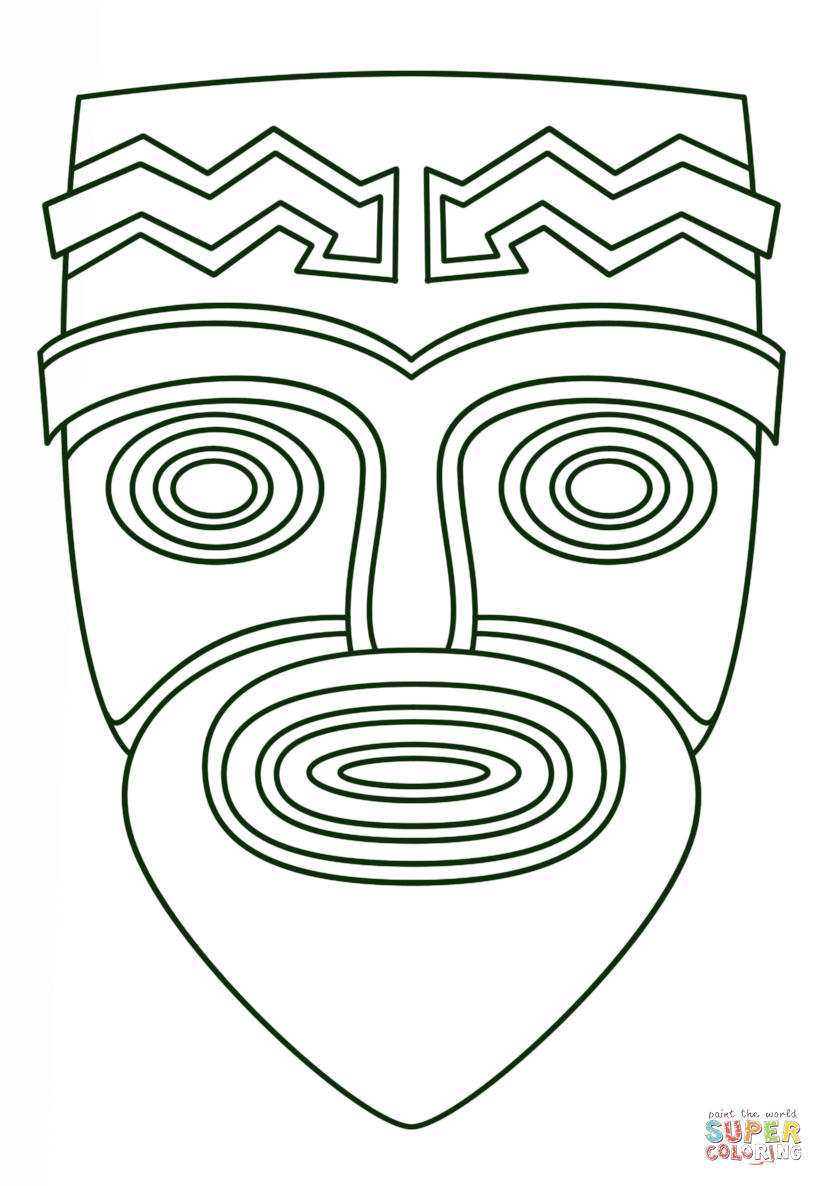 Tiki Mask Coloring Page Coloring Home