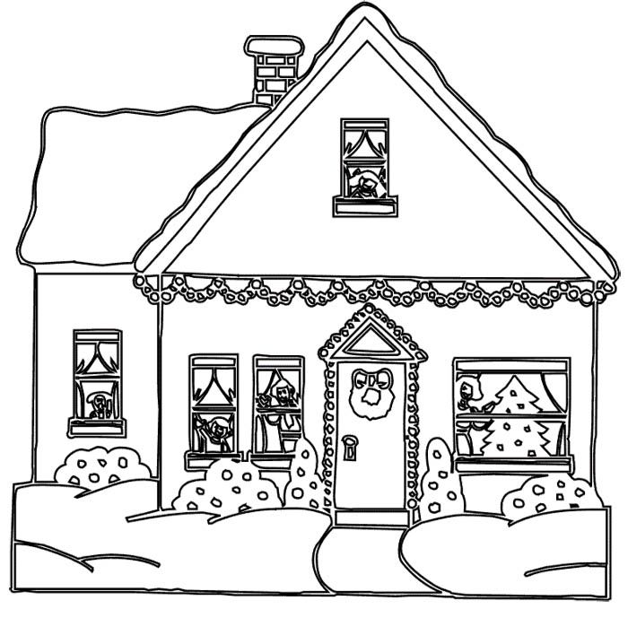 Christmas House Coloring Pages Printable - Coloring Pages For All Ages