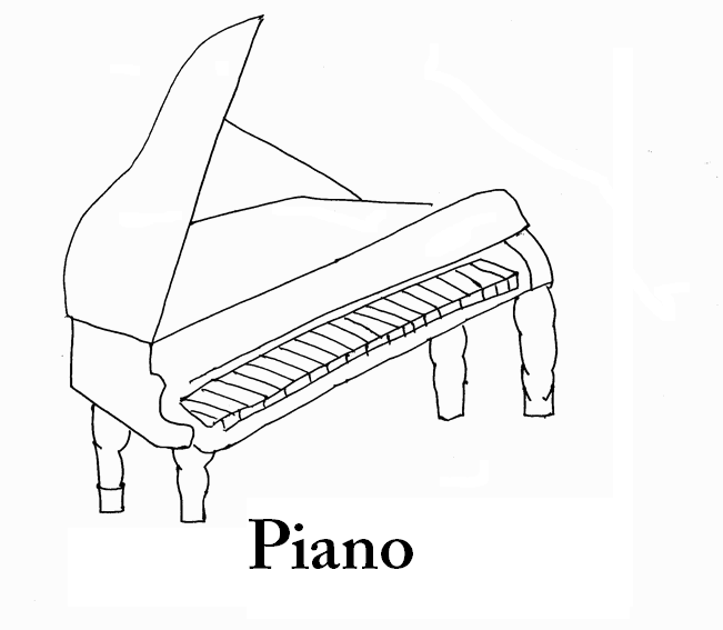 Piano coloring page printable for kids